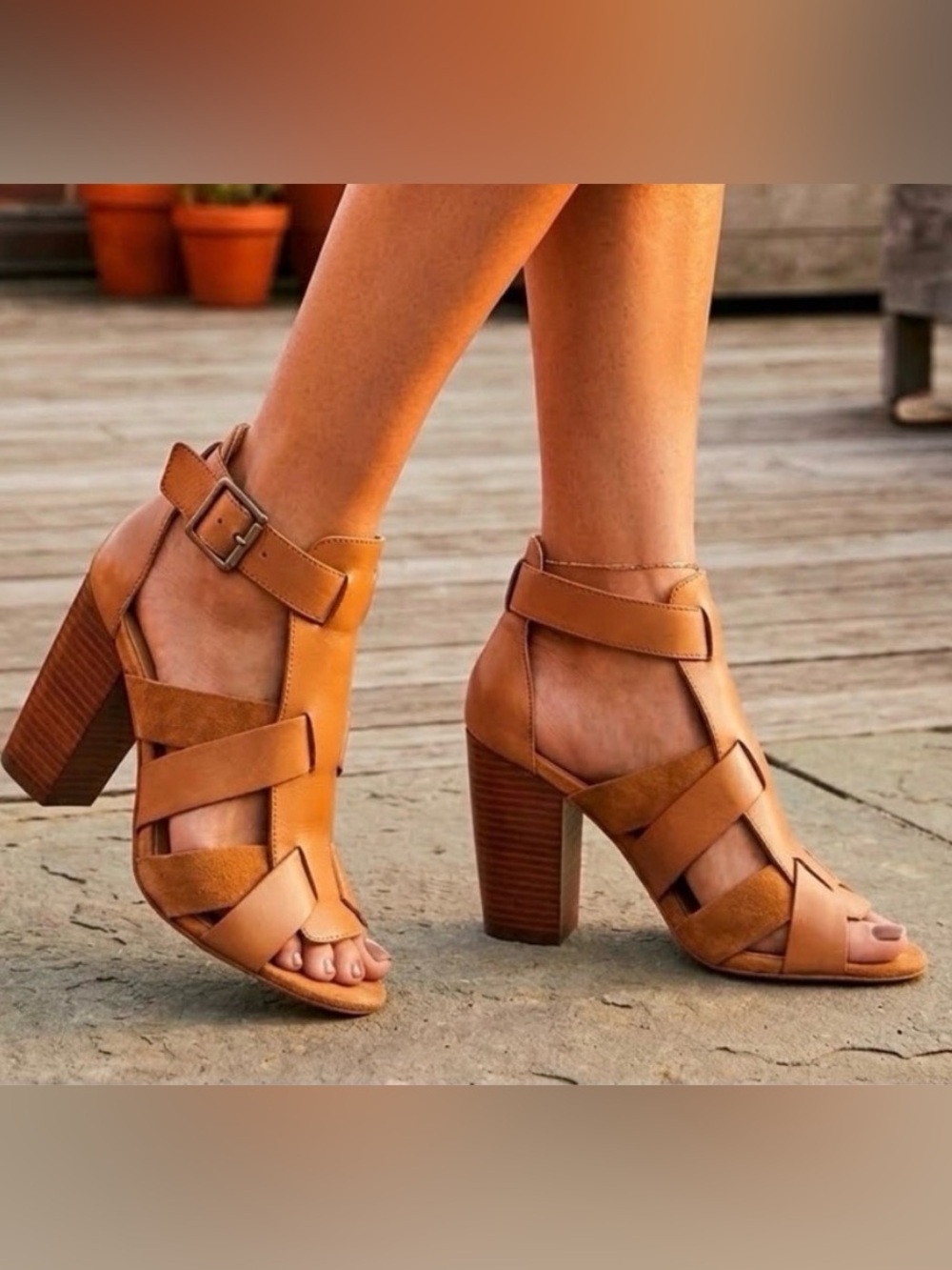 Kelsi Dagger x Anthropologie Brooklyn “Belle” Tan Leather shootie-style Sandals